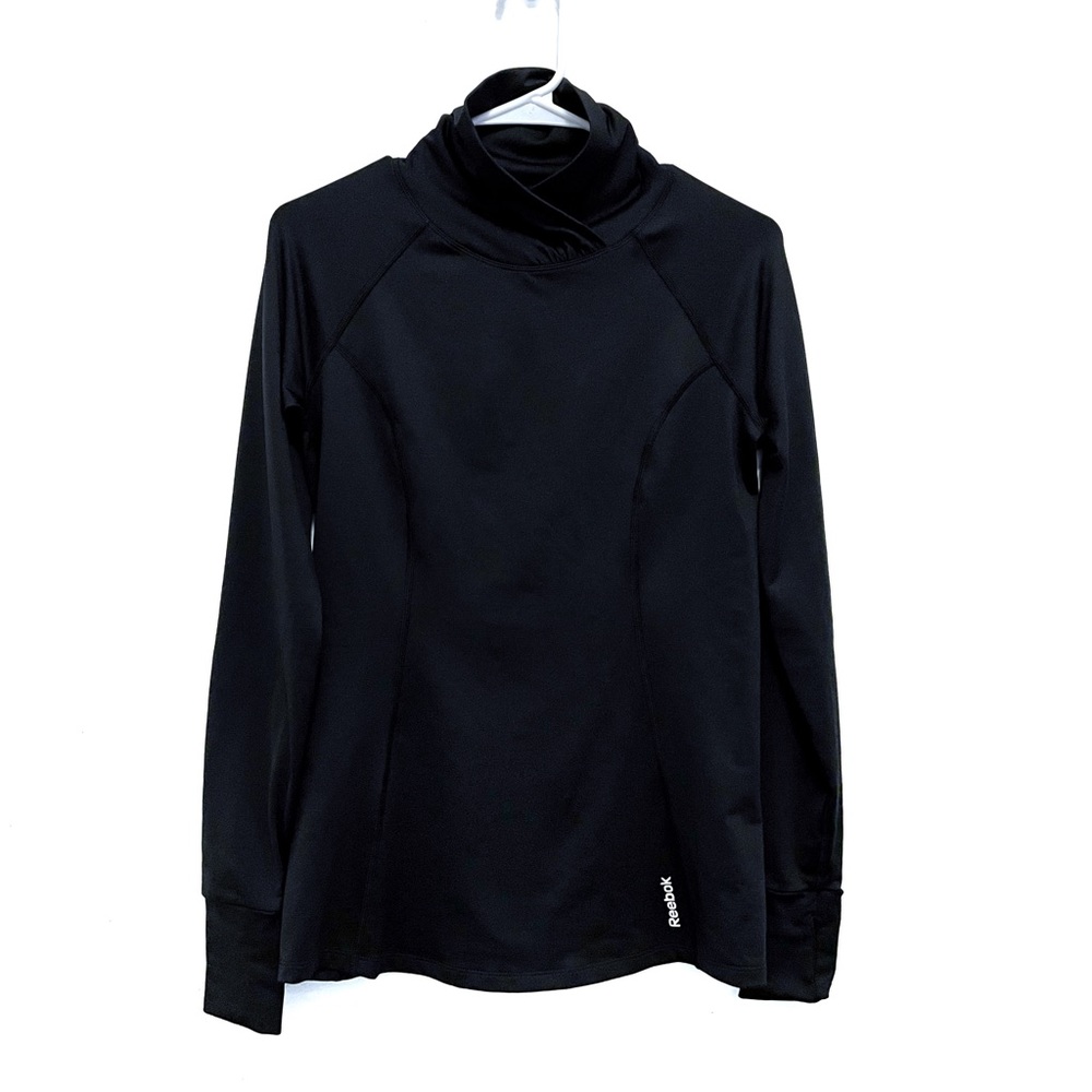 Reebok Women’s Black Wrap Mock Neck Long sleeve Pullover Size L